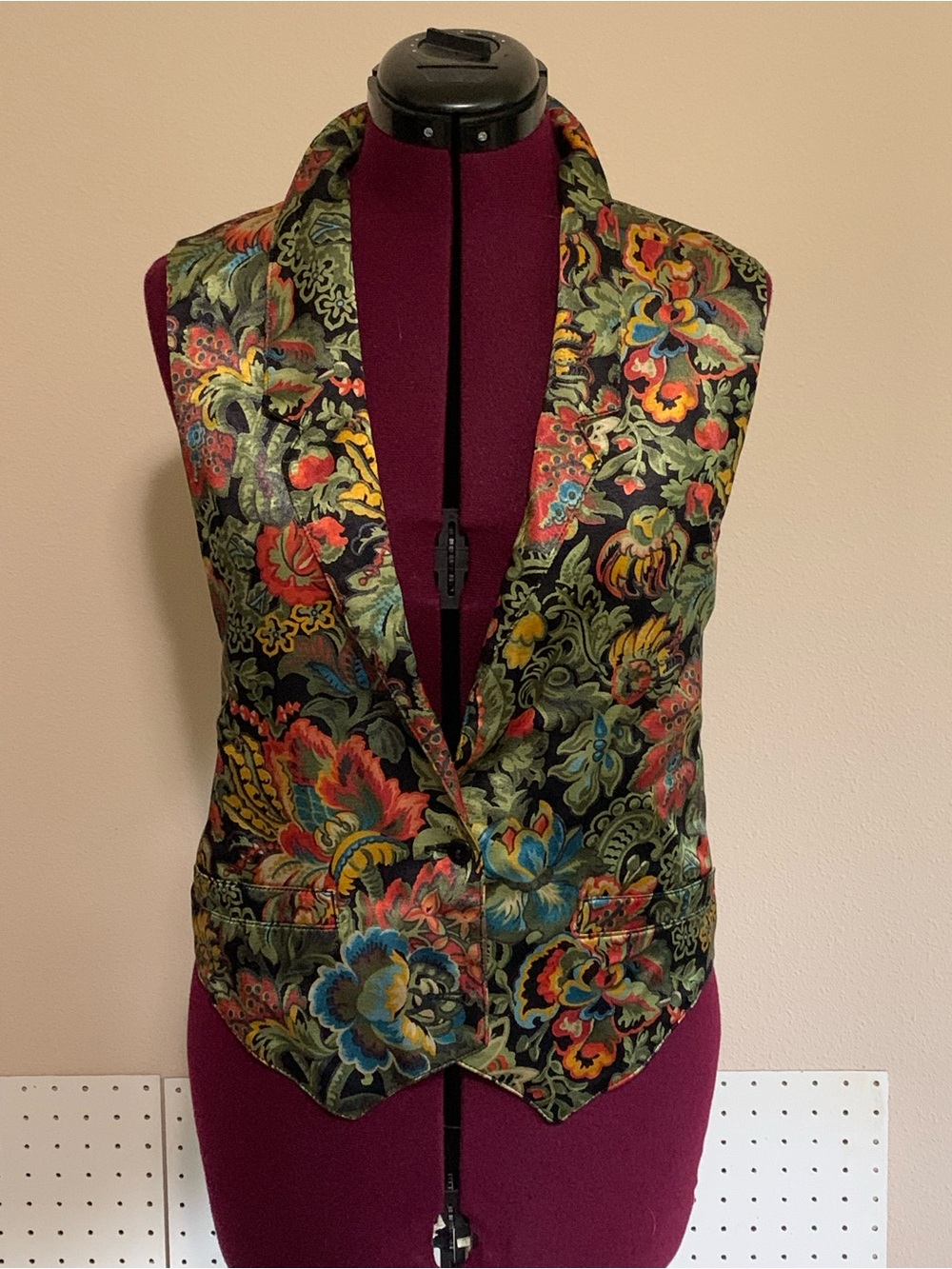 United Colors Of Benetton Black Floral Brocade Vest